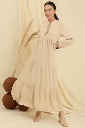 By Saygı Langes Hijab-kleid Mit Kragen Und Schnürung für Damen - 2XL