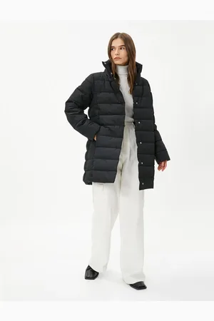 Koton Pufferjacke, Stehkragen, Druckknopfverschluss, Entspannte Passform für Damen - 38