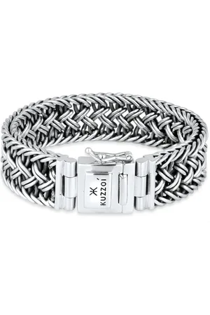 Kuzzoi Armband Panzerarmband Kastenverschluss 925er Silber für Herren - 23 cm