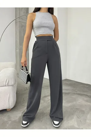 BİKELİFE Graue Palazzo-hose Aus Lycra Mit Klettverschluss für Damen - M