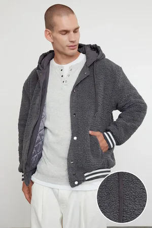 Trendyol Anthrazitfarbene Winterjacke Mit Kapuze – Gummidetails, für Herren - XL
