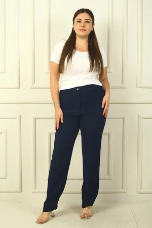 By Saygı Importierte Krepp-hose In Übergröße Mit Elastischen Seiten für Damen - 3XL
