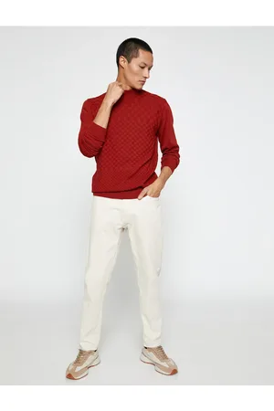 Koton Basic-strickpullover, Halber Rollkragenpullover, Lange Ärmel, Geometrisch Gemustert für Herren - M