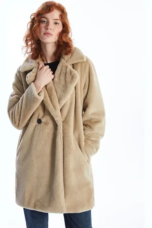 LC Waikiki Pelzmantel In Übergröße Mit Jackenkragen für Damen - 40