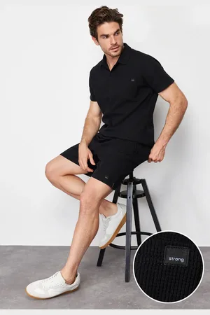 Trendyol Trainingsanzug-set Aus Schwarzem T-shirt Und Shorts Mit Rollkragen – Normale Passform für Herren - S