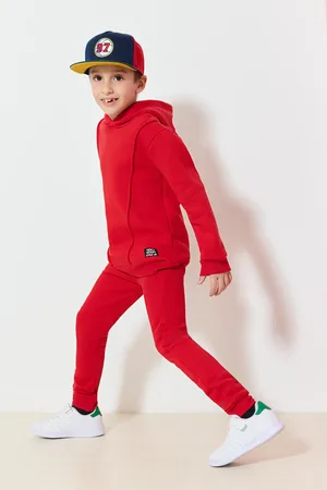 Trendyol Set Aus Kapuzenpullover Und Jogginghose Aus Roter Baumwolle Für Jungen – für Herren - 6–7 Jahre