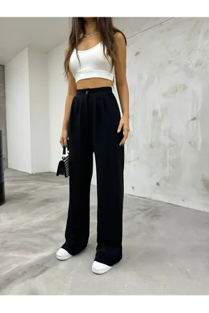 BİKELİFE Schwarze Lycra-palazzo-hose Mit Weitem Bein für Damen - M