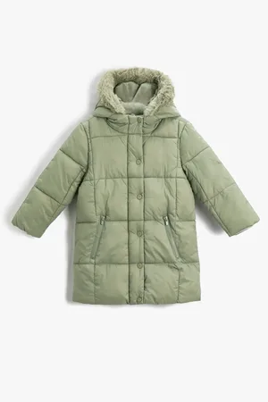 Koton Aufblasbarer Langer Mantel Mit Kapuze, Gesteppt, Mit Halbem Fleece Gefüttert für Damen - 4–5 Jahre