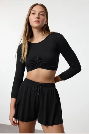 Trendyol Seamless Super Crop Sports Top – Kordelzug-detail, Gestrickt für Damen - M/L