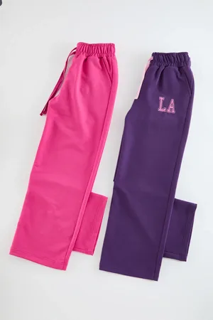 Trendyol Fuchsia-lila Flare-jogginghose Für Mädchen, 2er-set – für Damen - 7–8 Jahre