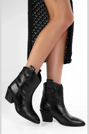 Shoeberry Cowboystiefel Vega Aus Schwarzem Leder für Damen - 39