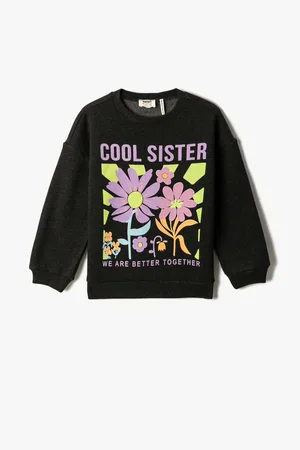 Koton Geblümtes Sweatshirt Mit Langen Ärmeln Und Erhöhtem Rundhalsausschnitt für Damen - 6–8 Jahre