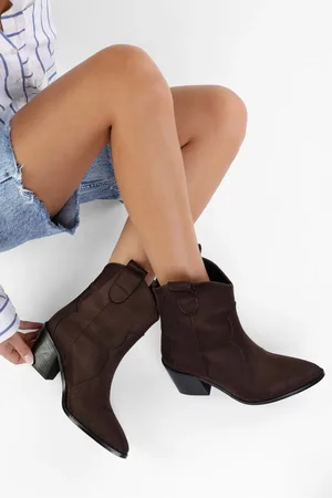 Shoeberry Vega Bitter Brown Wildleder-cowboystiefel für Damen - 39