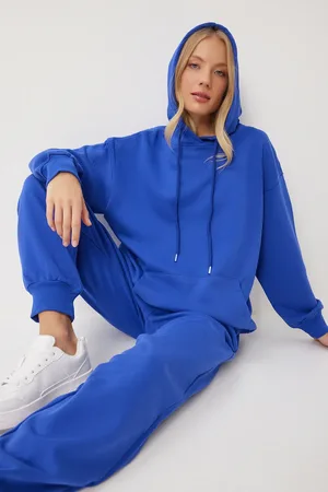 Happiness istanbul Blaues Kapuzen-sweatshirt Und Jogger-trainingsanzug-set – für Damen - 34
