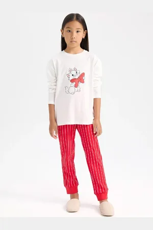 DeFacto Pyjama-set Für Mädchen Von Aristocats – Lange Ärmel, Elastische Taille, Langer Boden für Damen - 8–9 Jahre