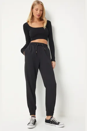 Happiness istanbul Schwarze Jogger-jogginghose – Kordelgürtel, Gewebt, für Damen - 38