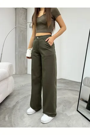 BİKELİFE Palazzo-hose Mit Hoher Taille, Lycra, Dehnbar, Weites Bein für Damen - L