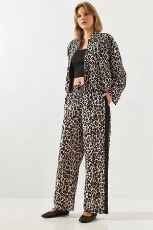 Bianco Lucci Jogginghose Mit Leopardenmuster Und Seitlichen Streifen – Mbms015 für Damen - S