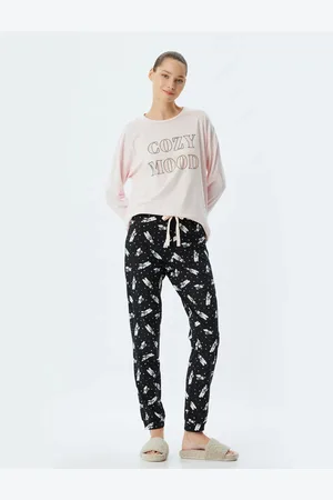 Koton Bequeme Passform Aus Baumwolle – Pyjama-set Aus Strick Mit Eisbär-aufdruck für Damen - L
