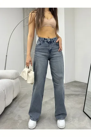 BİKELİFE Jeans Im Vintage-stil Mit Hoher Taille Und Weitem Bein In Hellem Effekt für Damen - XS