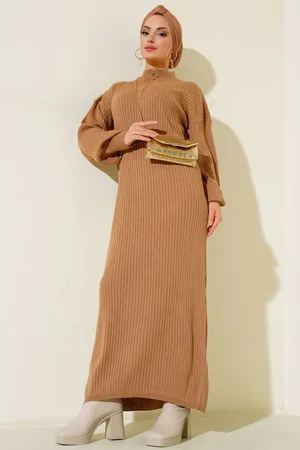 Bigdart 15900 Hijab-strickkleid – Hellbraun für Damen - Standard
