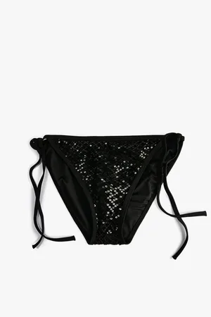 Koton Brasilianisches Bikiniunterteil Mit Seitlichen Schnürsenkeln Und Pailletten für Damen - 42