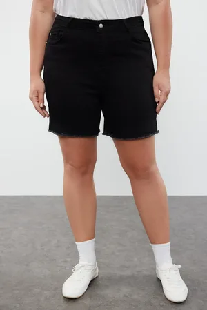 Trendyol Schwarze Skinny-jeansshorts Mit Hoher Taille Und Bermuda für Damen - 52