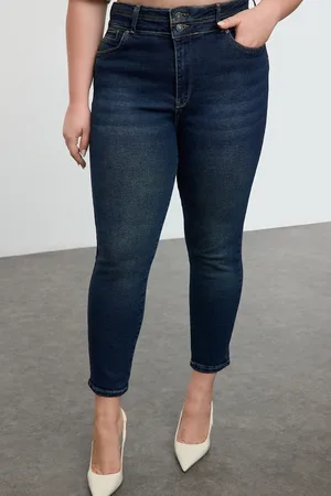Trendyol Dunkelblaue, Dehnbare Skinny-jeans Mit Hoher Taille Und Übergröße für Damen - 50