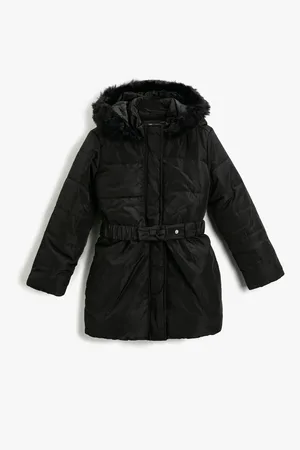 Koton Lange Pufferjacke Mit Kunstpelzdetail für Damen - 3–4 Jahre