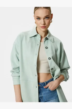 Koton Wildlederhemdjacke Mit Klassischem Kragen Und Knöpfen für Damen - 38