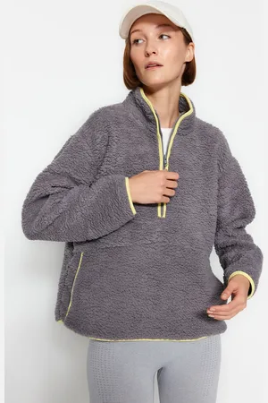 Trendyol Graues Plüsch-strick-sport-sweatshirt für Damen - M