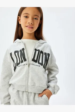 Koton Kapuzen-crop-sweatshirt – Mit Reißverschluss Und Druckdetail für Damen - 7–8 Jahre