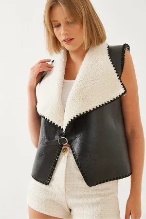 Bianco Lucci Handgefertigte, Detaillierte Pelzweste 6391 für Damen - L