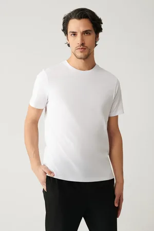Avva 100% Baumwolle Atmungsaktives T-shirt Mit Rundhalsausschnitt E 001000 für Herren - 3XL