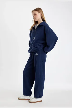 DeFacto Bedruckte, Lange Fleece-jogginghose Mit Standard-passform, Schnürung An Der Taille Und Elastischen Beintaschen für Damen - S