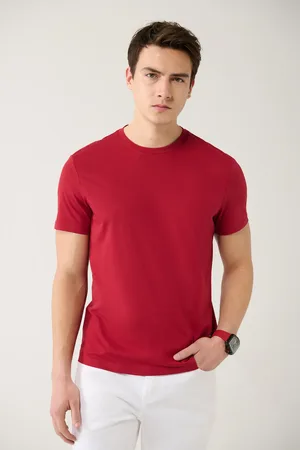 Avva T-shirt E In Weinrot, 100 % Baumwolle, Atmungsaktiv, Mit Rundhalsausschnitt 001000 für Herren - XS