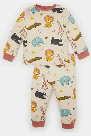 DeFacto Baby-jungen-pyjama-set Mit Safari-aufdruck, Langärmelig, 2-teilig, D8317a5ns für Herren - 12–18 Monate