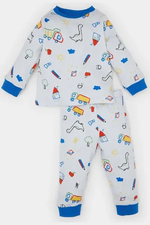 DeFacto 2-teiliges Langarm-pyjama-set Mit Dinosaurier-aufdruck Für Babys – für Herren - 9–12 Monate