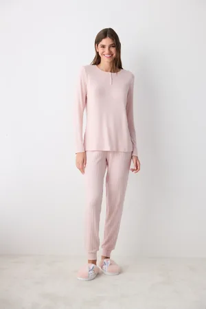 Penti Pink Soft Rose Dried Pink Pants Pyjama-set für Damen - S