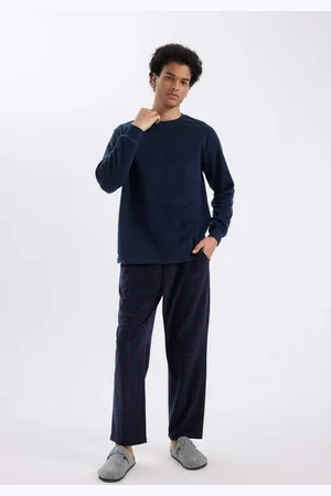 DeFacto Fleece-pyjama-set Mit Normaler Passform – Lange Ärmel Und Gemusterter Langer Unterteil für Herren - 2XL