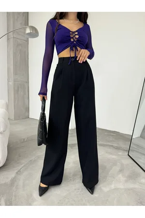 BİKELİFE Hose Aus Palazzo-stoff Mit Hoher Taille Und Weitem Bein für Damen - 44