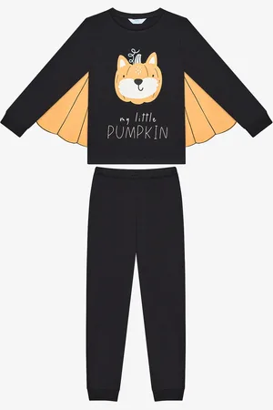 Penti Baumwolle Unisex Kinder Kürbis Bär Antik Grün Pyjama Set - 5–6 Jahre