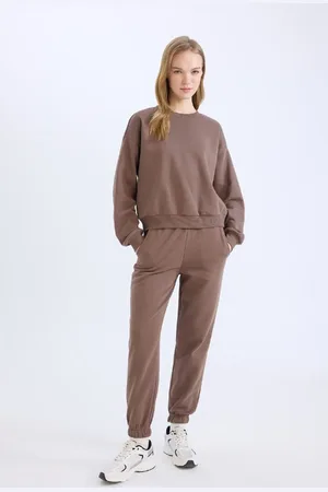 DeFacto 2-teiliges Set Mit Normaler Passform – Jogginghose Mit Dehnbarer Taille Und Dickem Rundhalsausschnitt D8022axns für Damen - XS