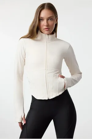 Trendyol Gebürsteter Weicher Stoff Mit Daumenlöchern Gestrickte Sportjacke/sweatshirt für Damen - S