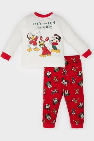DeFacto Disney-pyjama-set Für Jungen Mit Mickey- Und Minnie-motiv – Rundhalsausschnitt, Lange Ärmel, Flache Taille für Herren - 12–18 Monate