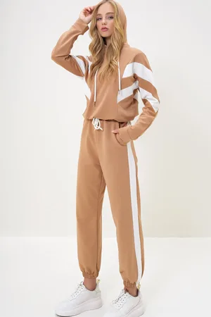 Trend Alacati stili Trainingsanzug-set Mit Kapuzen-sweatshirt Und Elastischem Bein – für Damen - S