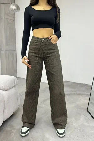 BİKELİFE Palazzo-hose Mit Schlangenmuster Und Hoher Taille Und Weitem Bein für Damen - 32