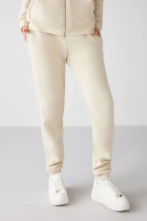 Grimelange Marıtza Fleece-trainingshose Aus 100 % Bio-baumwolle Mit Elastischen Beinen Und Entspannter Vanille für Damen - S