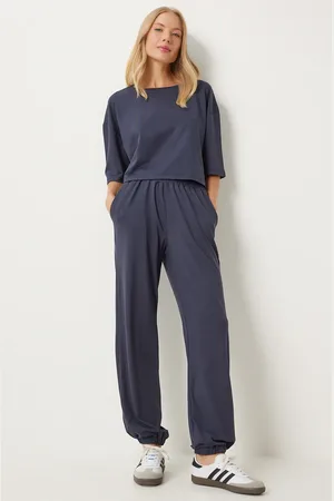 Happiness istanbul Marineblaues Set Aus Kurzem T-shirt Und Jogginghose - für Damen - 36