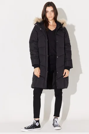 Lee Normale Passform, Normaler Schnitt, Lange Schwarze Pufferjacke Mit Kapuze für Damen - L